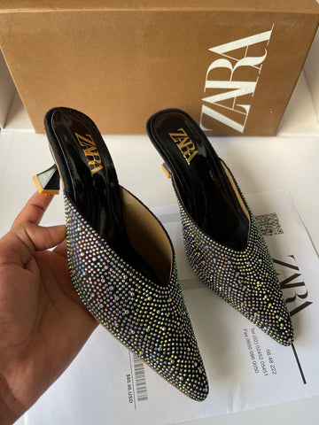 Moon Stone Black Kitten Heel