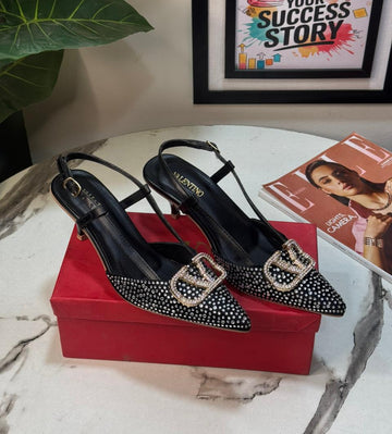 VALENTINN0 STONE HEEL BLACK