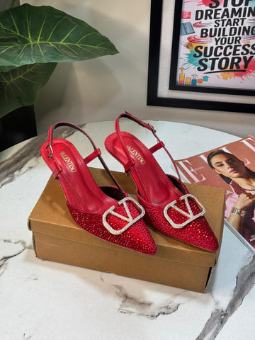 VALENTINN0 STONE HEEL RED