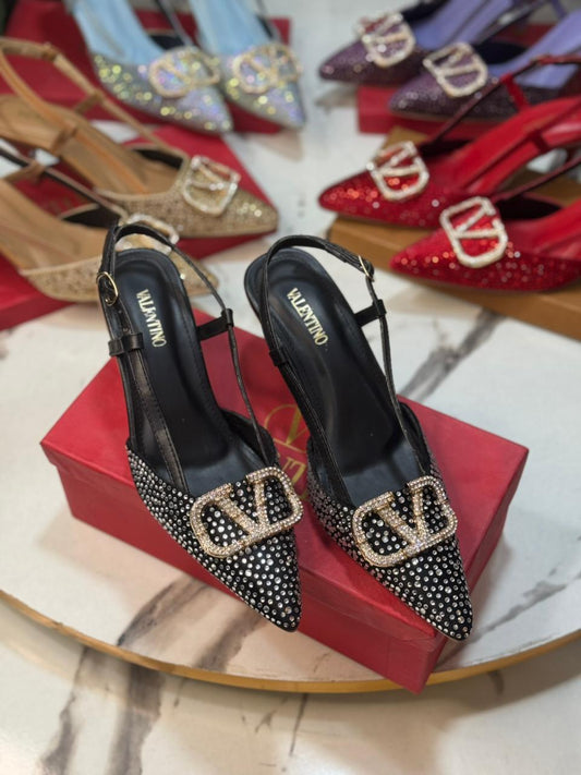 VALENTINN0 STONE HEEL BLACK